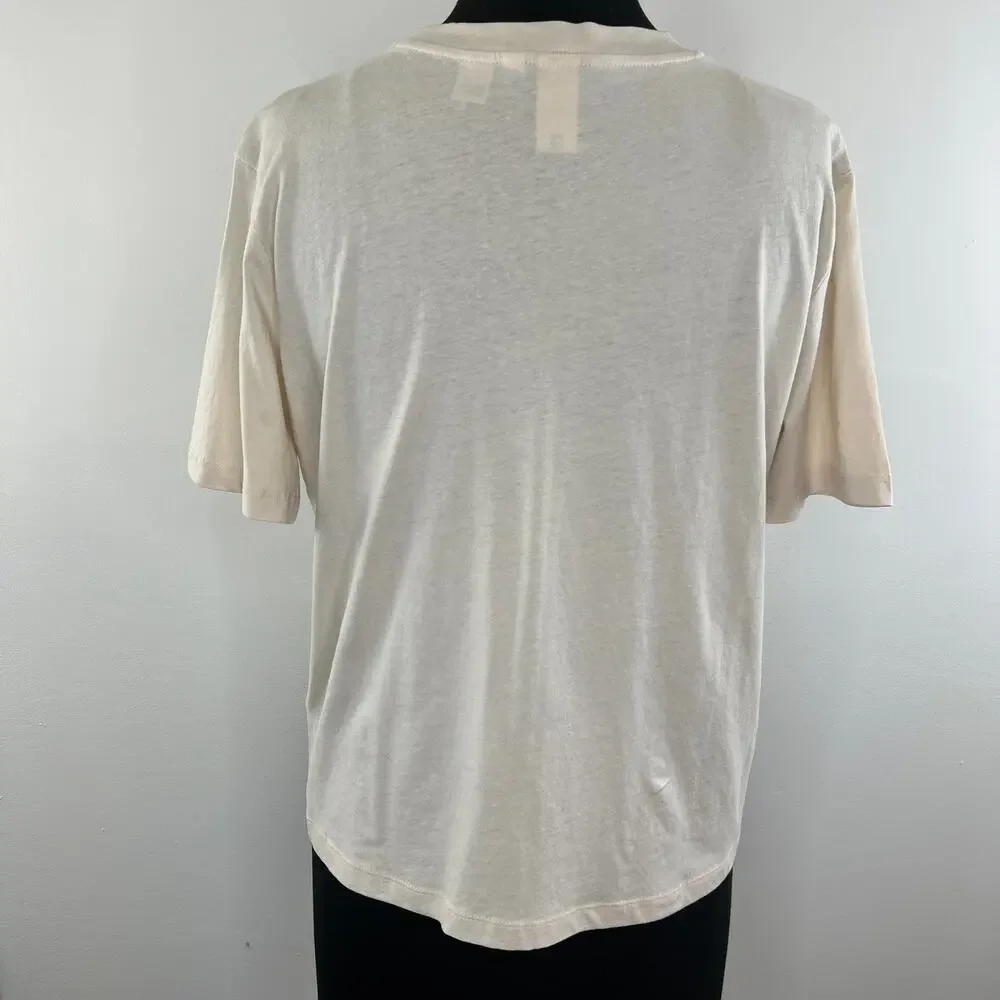 AC/DC x H&M Cream Short Sleeve Crewneck Cotton Graphic Print Tee Size S Small